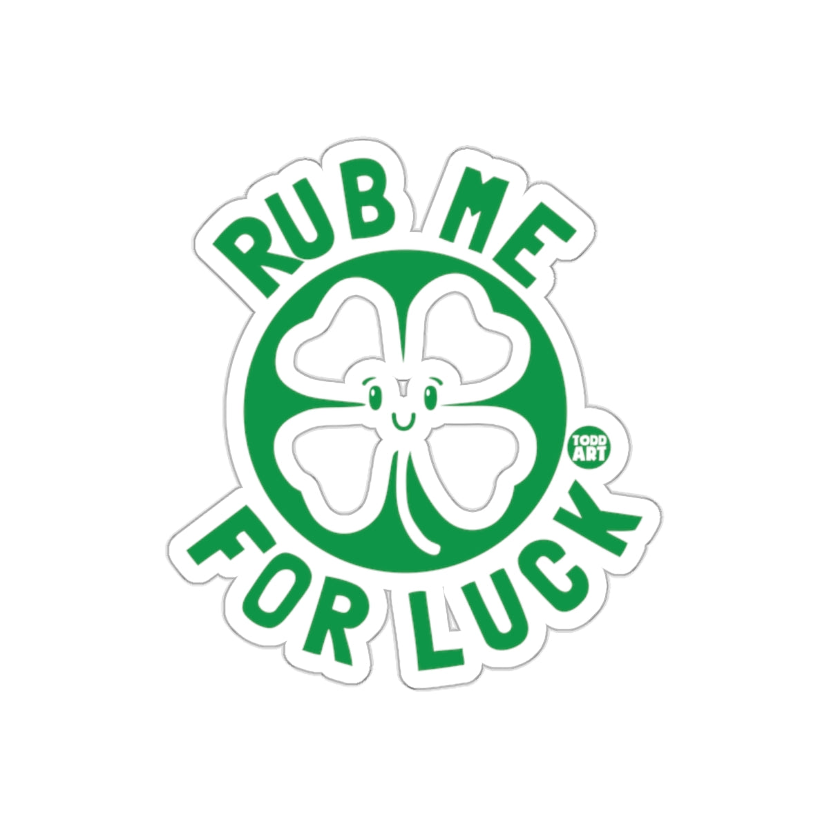 Rub Me For Luck Four-Leaf Clover Design Sticker