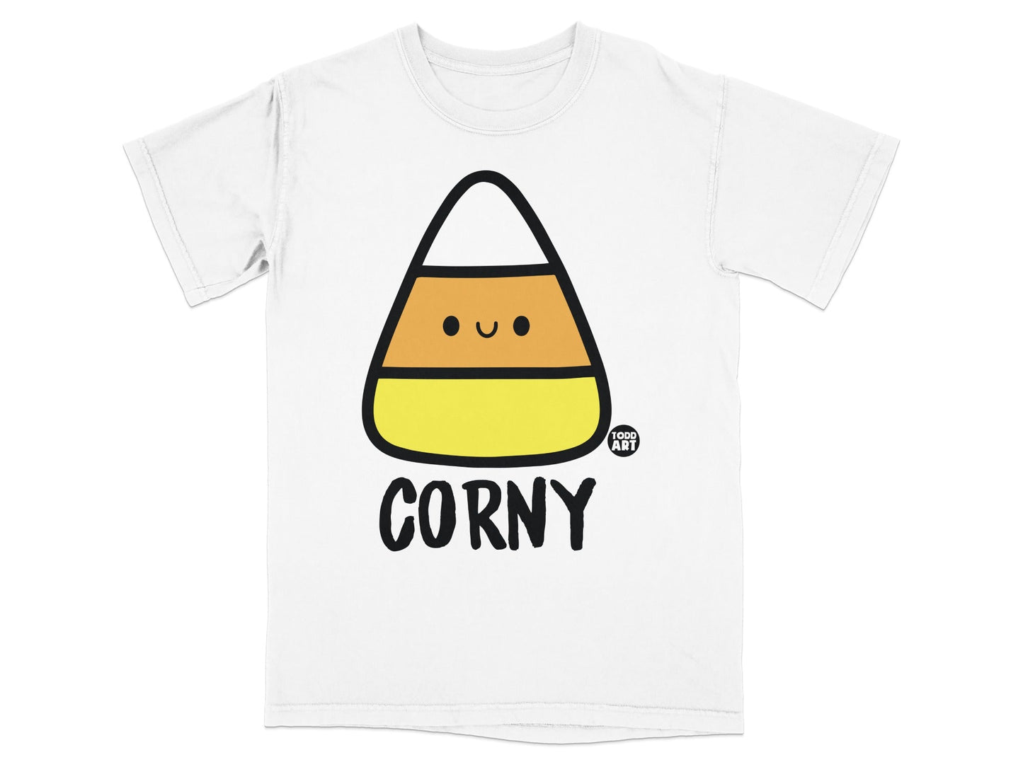 Corny Candy Corn Smiling Face T-Shirt for Halloween