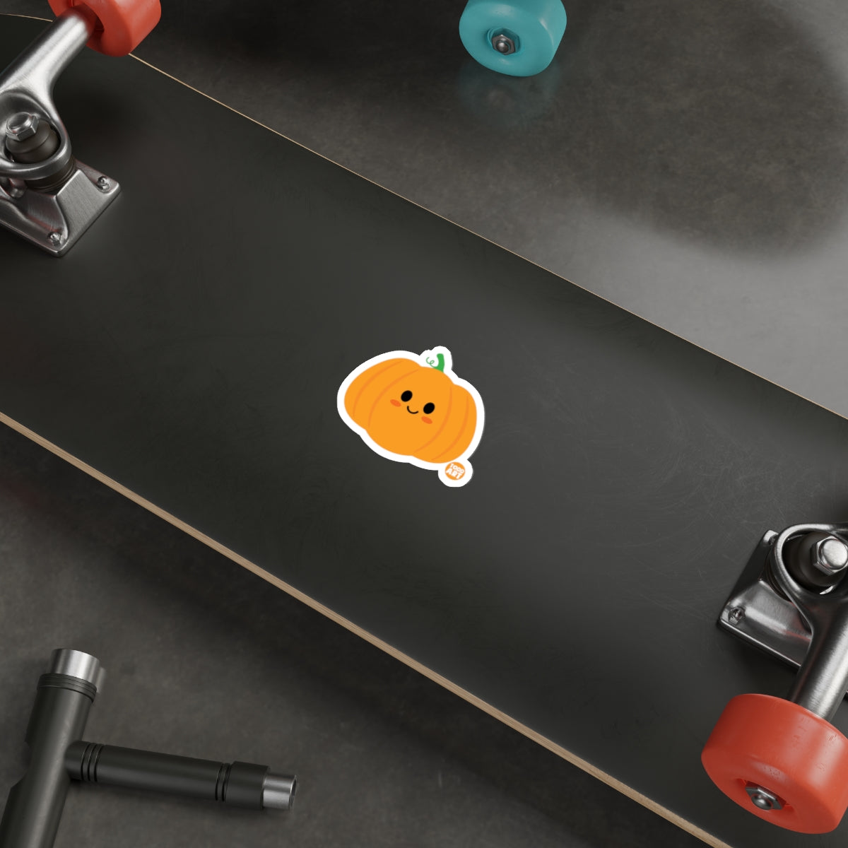 Cute Kawaii Smiling Pumpkin Skateboard Sticker Decal
