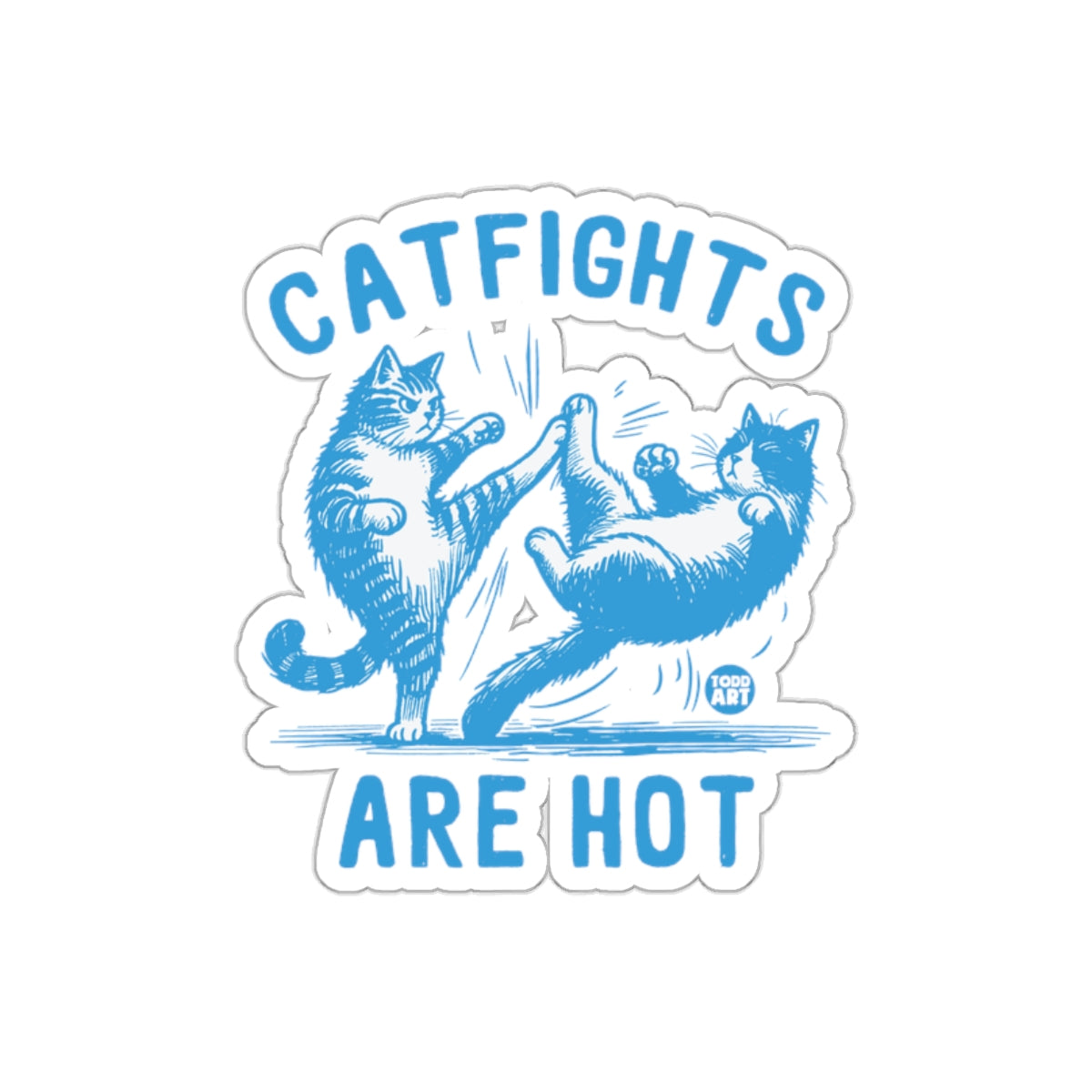 Catfights Are Hot Cute Fighting Kitten Illustration Stickers