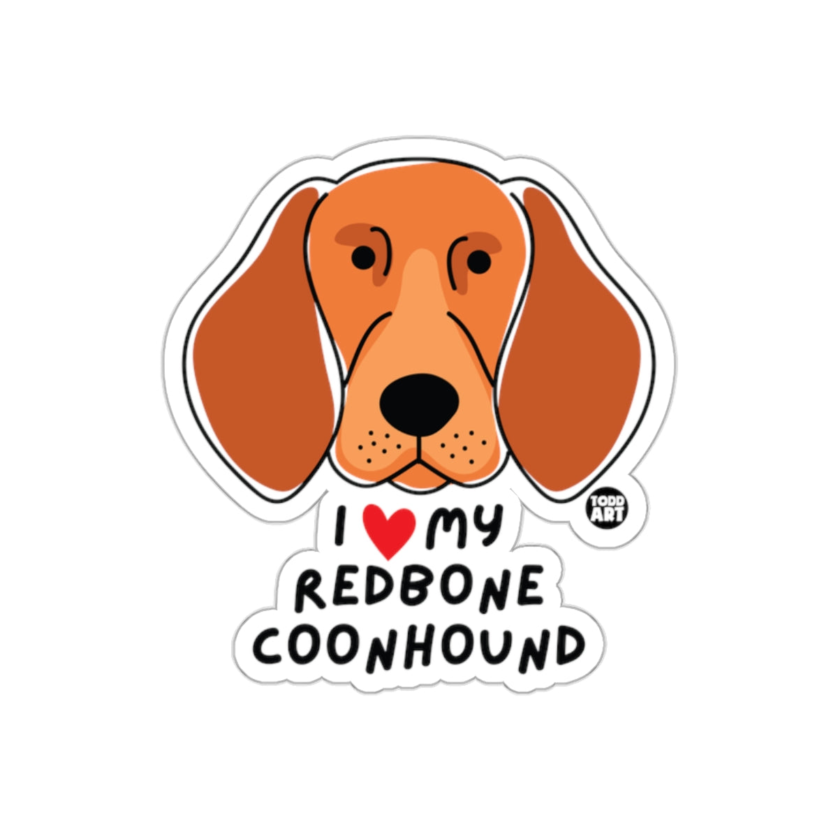 I Love My Redbone Coonhound Sticker Design