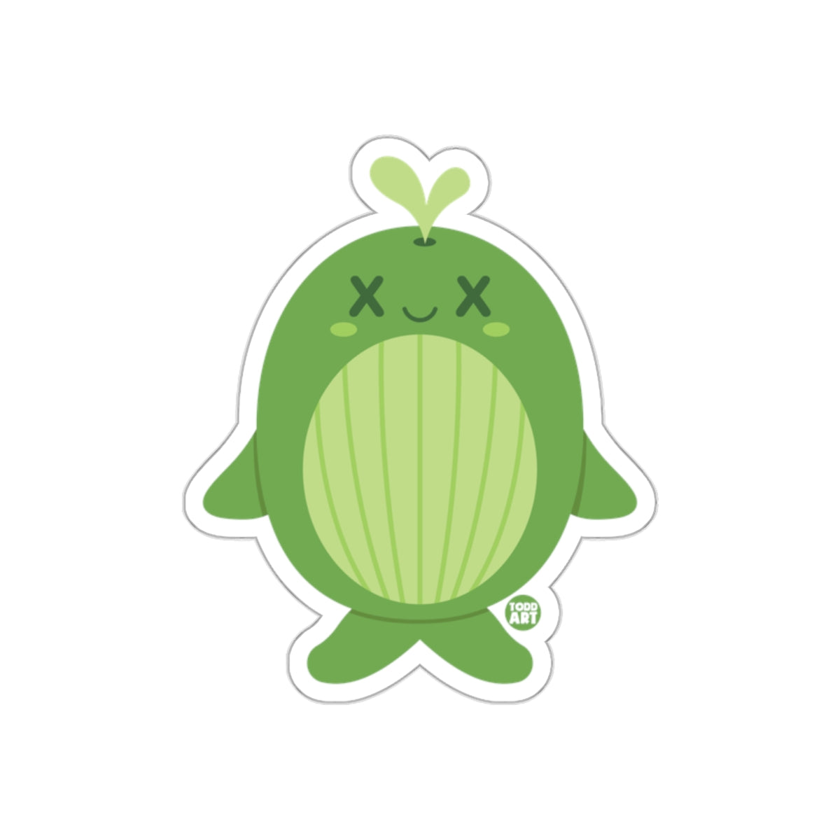 Cute Green Kawaii Seal Character Sticker for Kids