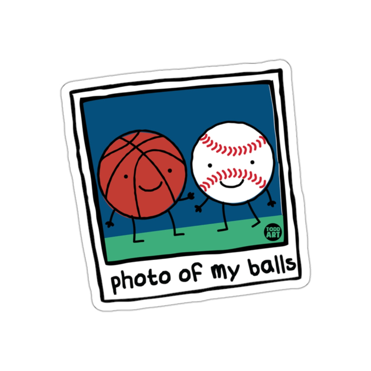 Funny Photo of My Balls Basketball Baseball Cartoon Stickers