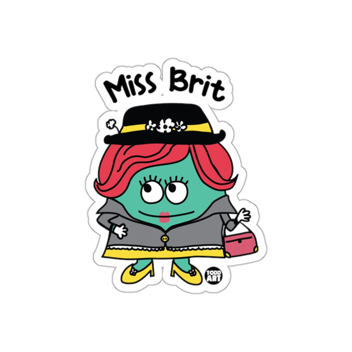 Miss Brit Character Sticker with Red Hair and Hat