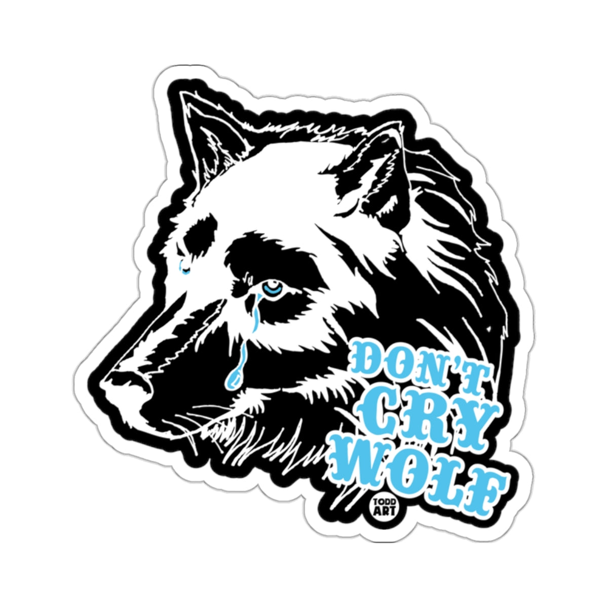 Don't Cry Wolf Sticker with Unique Wolf Artwork