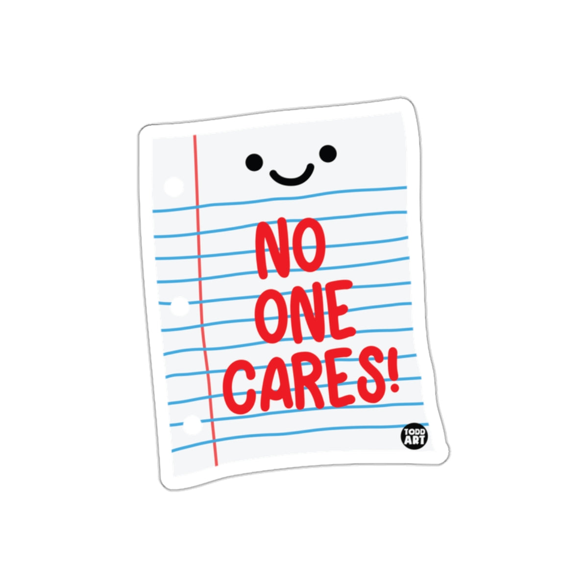 No One Cares Smiling Notepad Sticker for Unique Flair