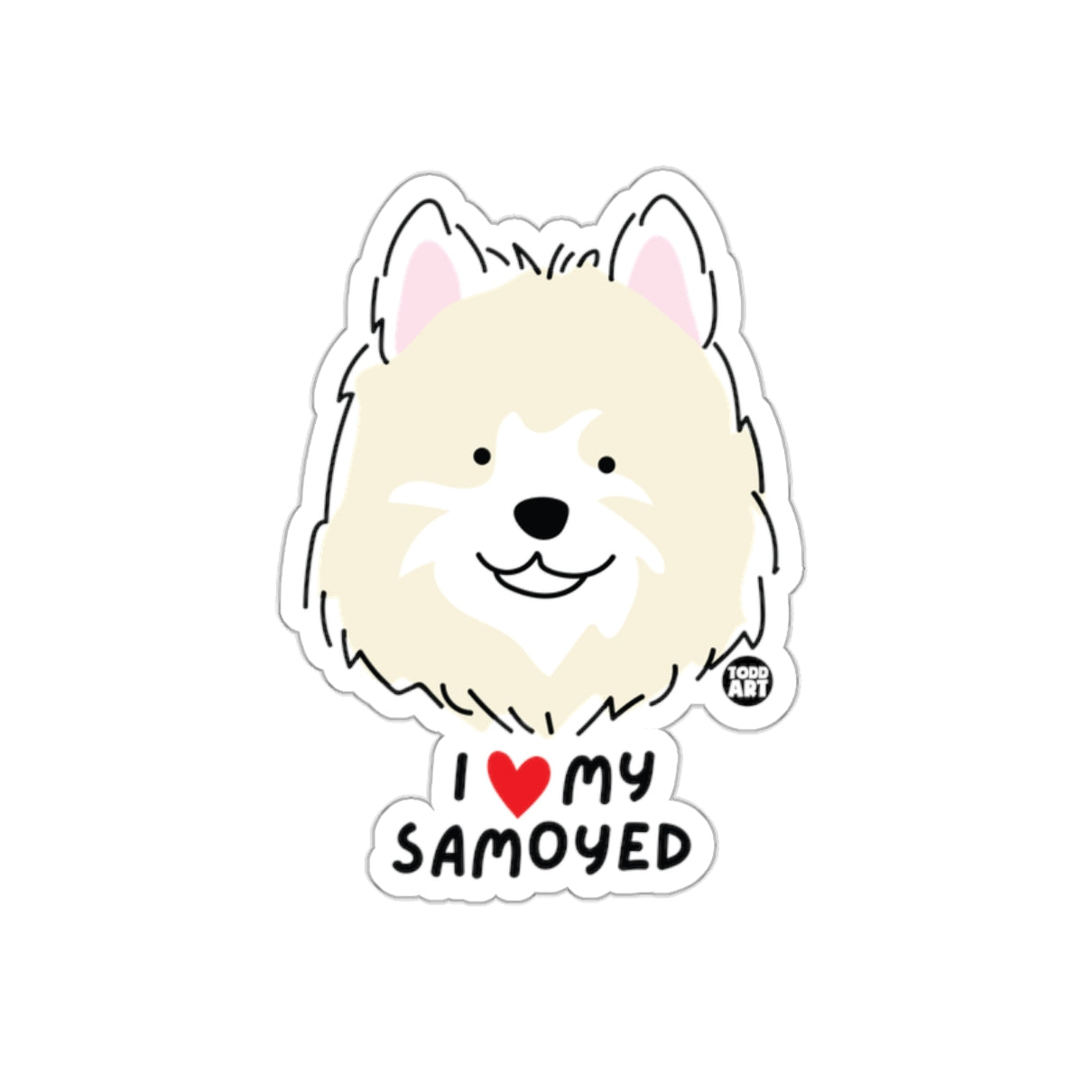 I Love My Samoyed Cute Cartoon Dog Sticker Product
