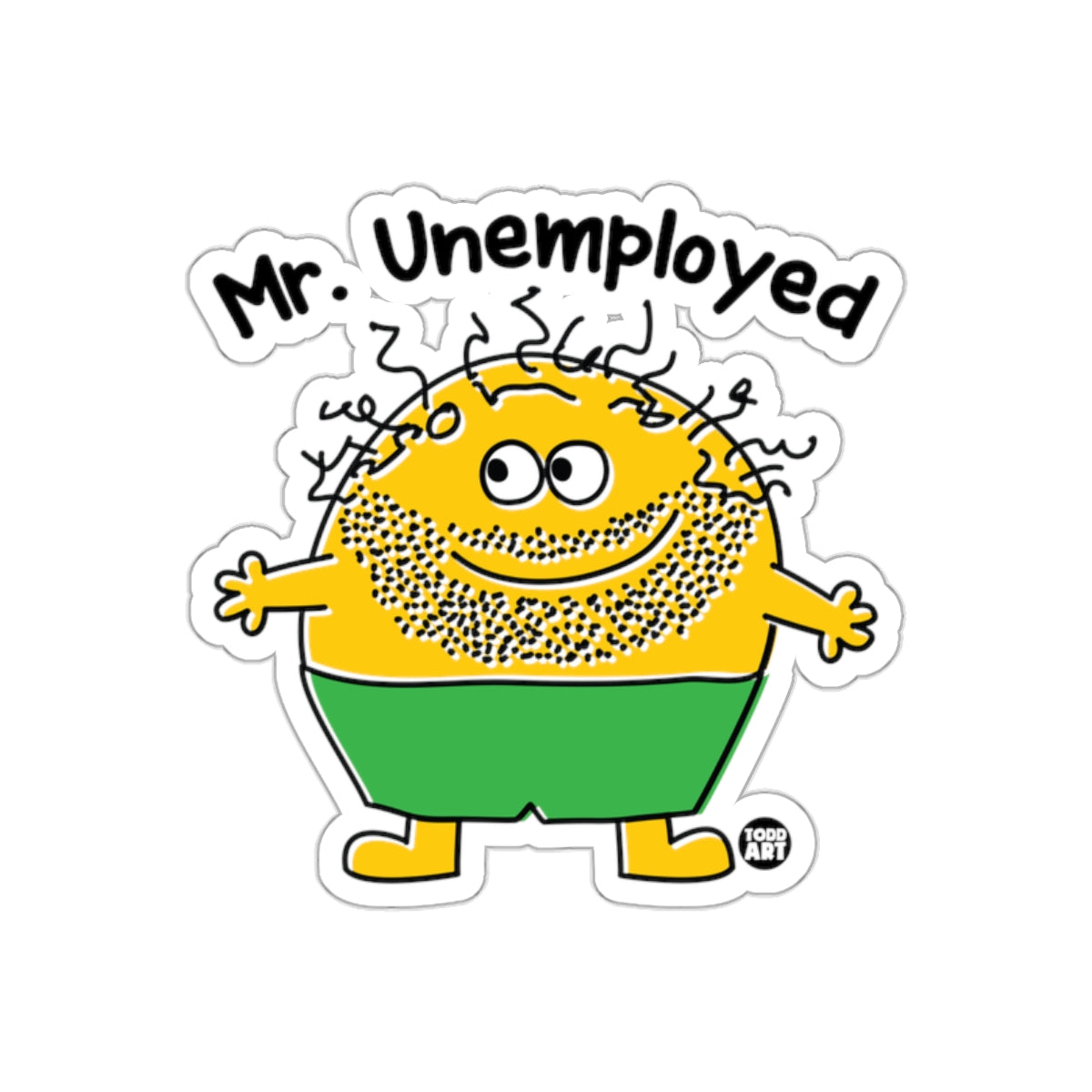 Mr. Unemployed Cartoon Character Sticker