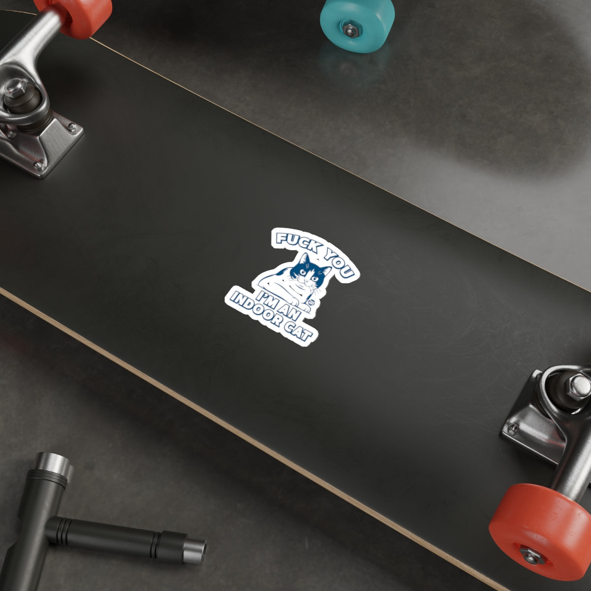 Funny Cat Sticker With Indoor Cat Message Decoration