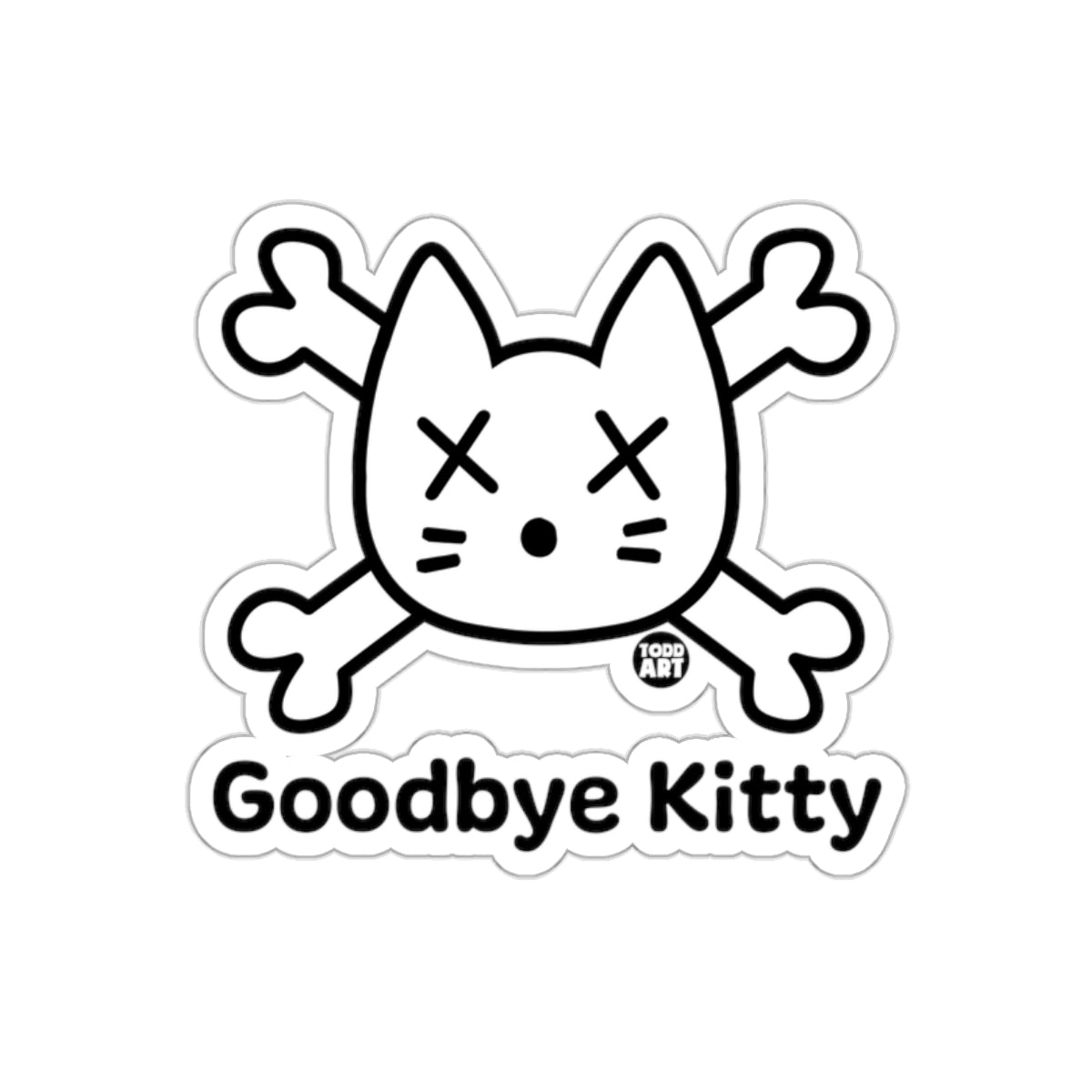 Goodbye Kitty Skull Crossbones Sticker