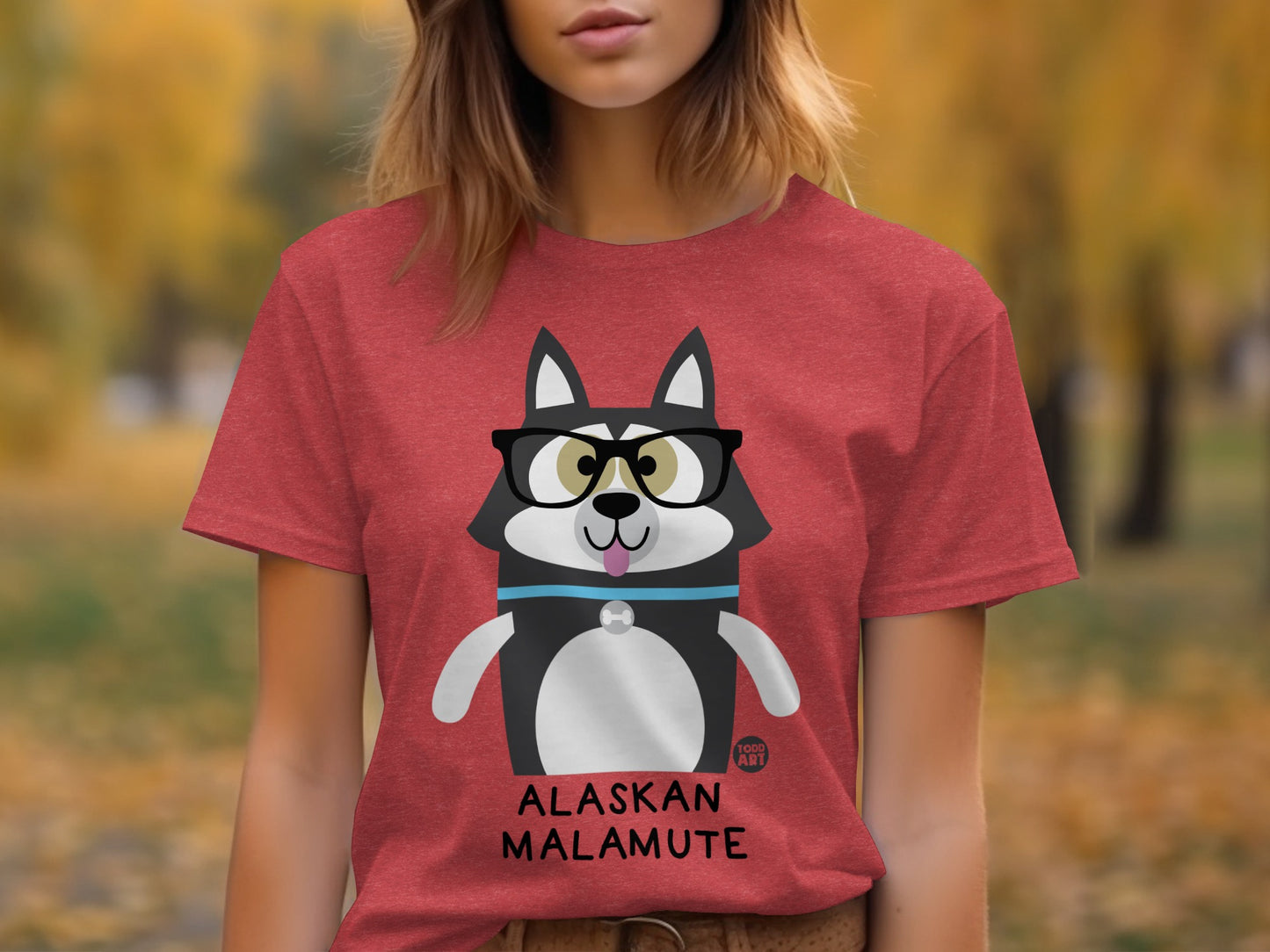Cute Alaskan Malamute Dog Cartoon Graphic T-shirt