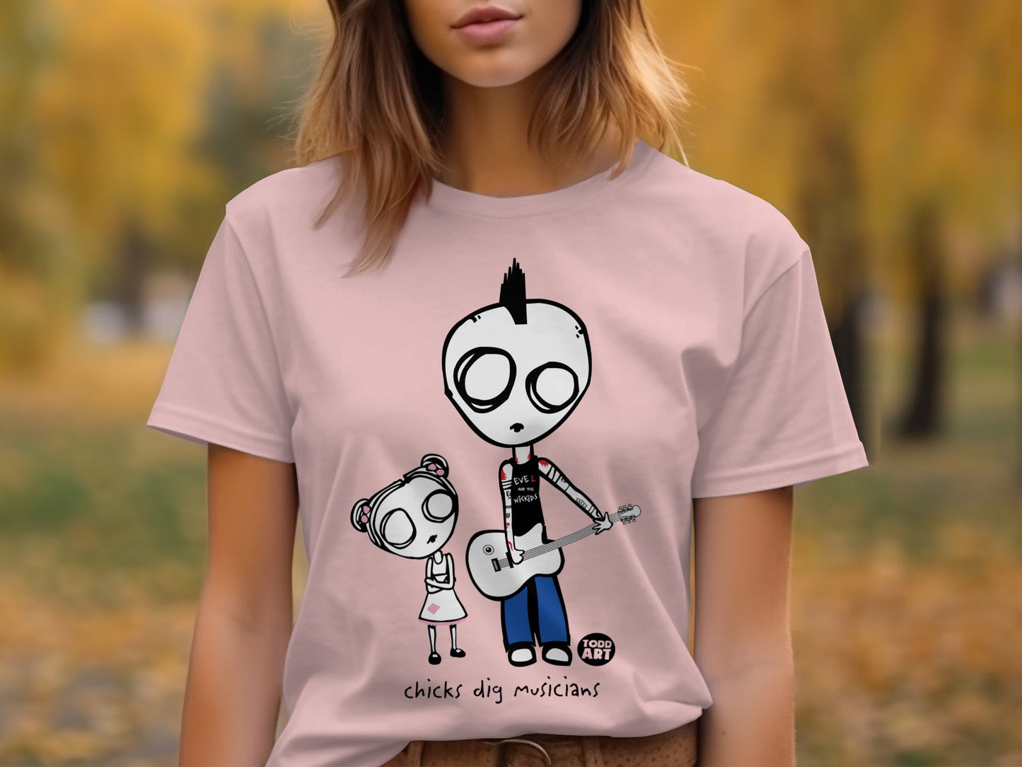 Chicks Dig Musicians Funny Graphic Print T-shirt