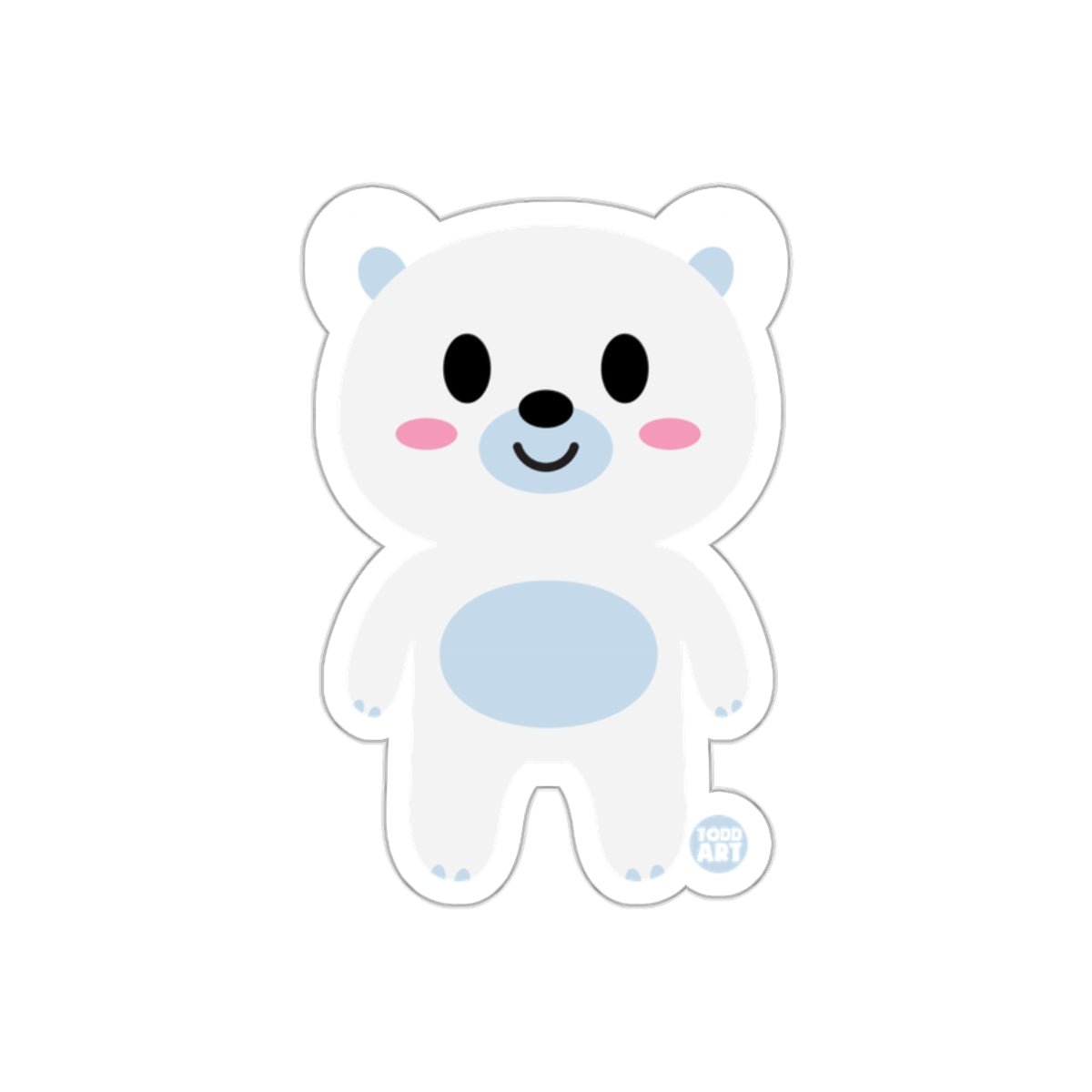 Cute Smiling Polar Bear Cartoon Character Sticker