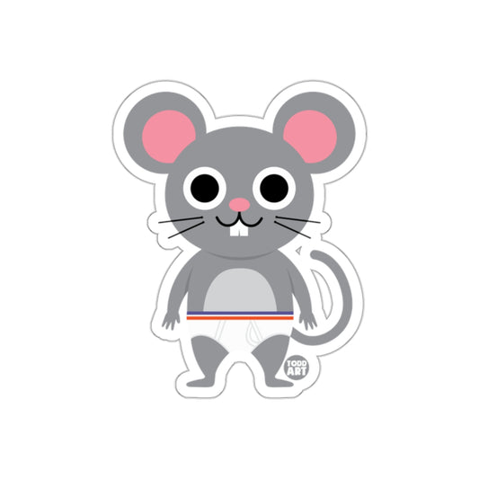 Cute Cartoon Mouse in Underpants Sticker Illustration