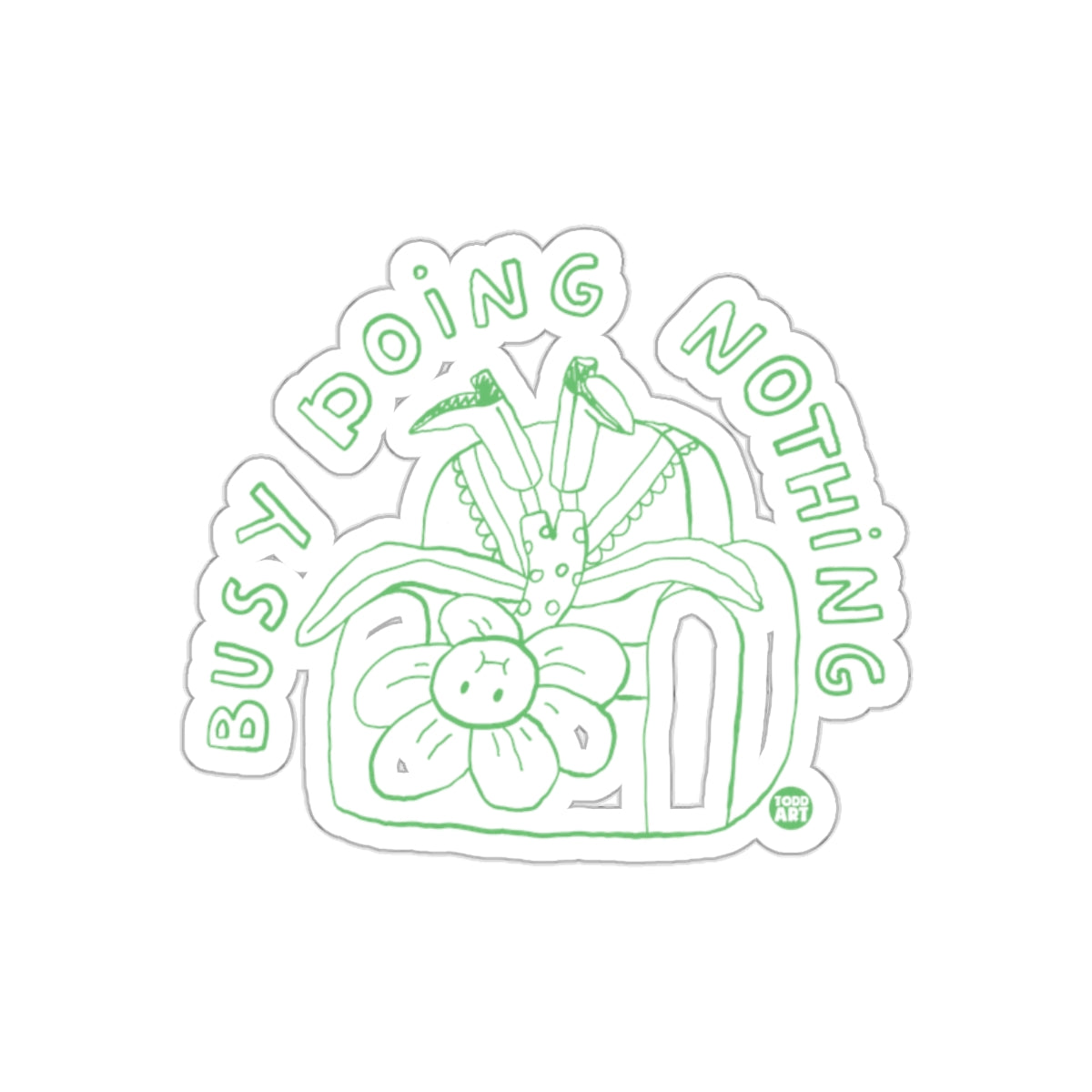 Bust Doing Nothing Green Floral Couch Cartoon Stickers