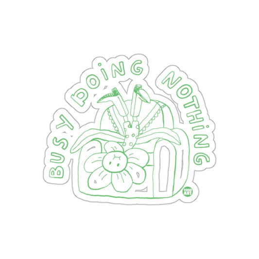 Bust Doing Nothing Green Floral Couch Cartoon Stickers