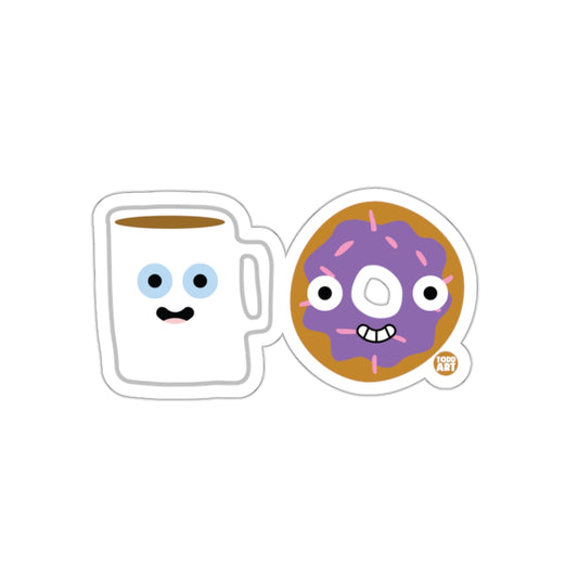 Cute Coffee Mug and Donut with Faces Sticker