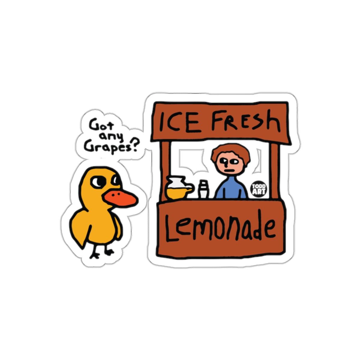 Got Any Grapes Funny Duck at Lemonade Stand sticker