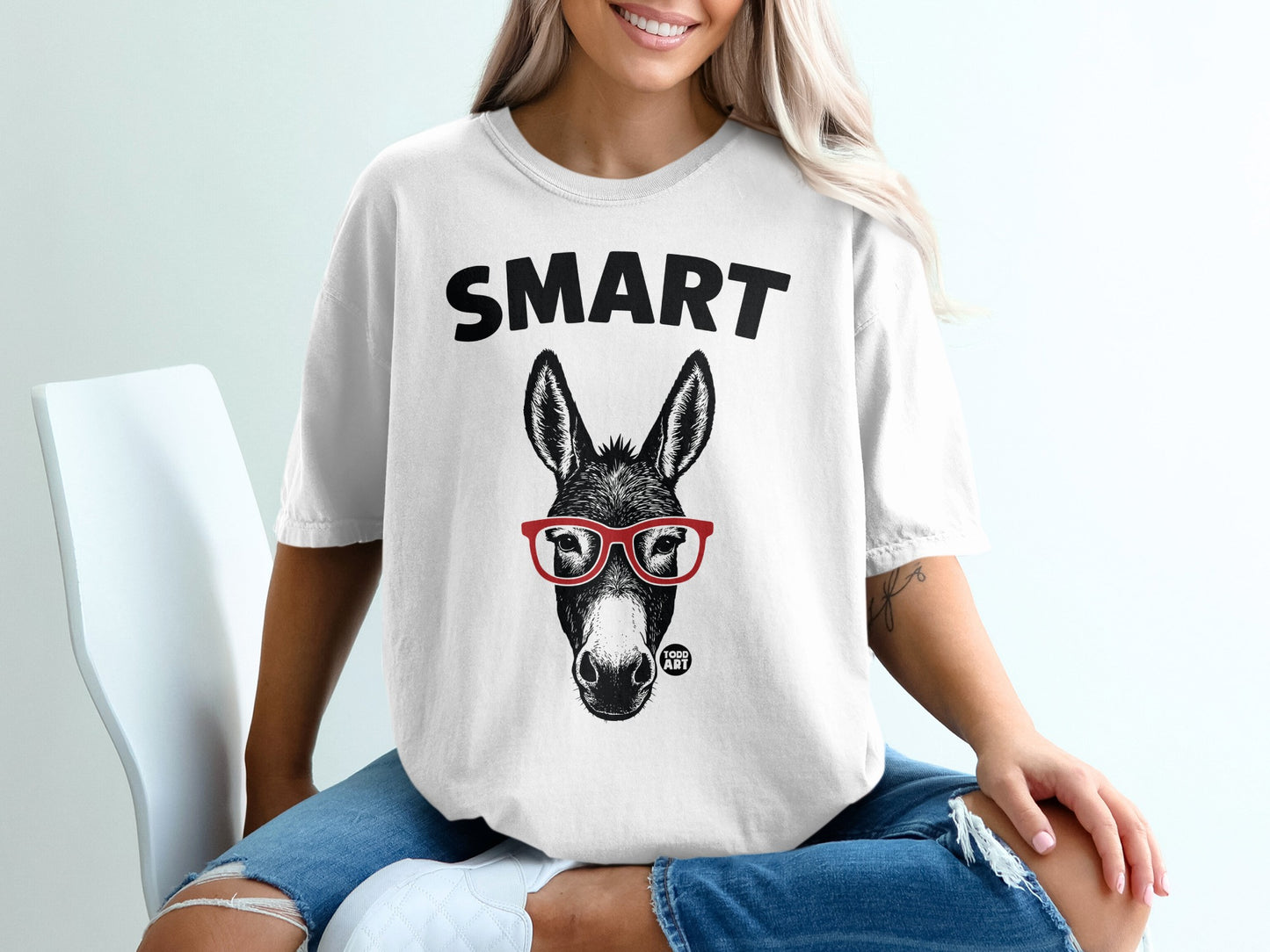 Smart Donkey with Glasses Cute and Funny T-shirt