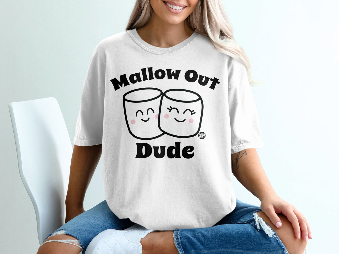 Mallow Out Dude Graphic Tee Fun Relaxed Fit Shirt