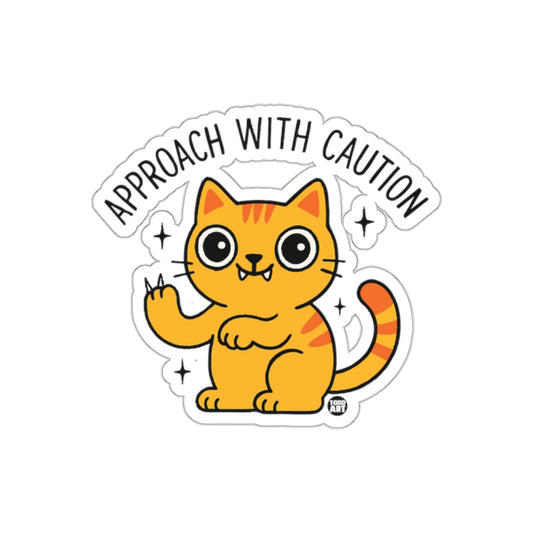 Approach With Caution Cartoon Cat Artwork Design Stickers