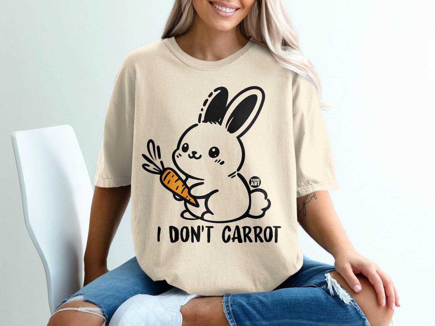 Cute Bunny with Carrot I Don't Carrot Graphic Shirt