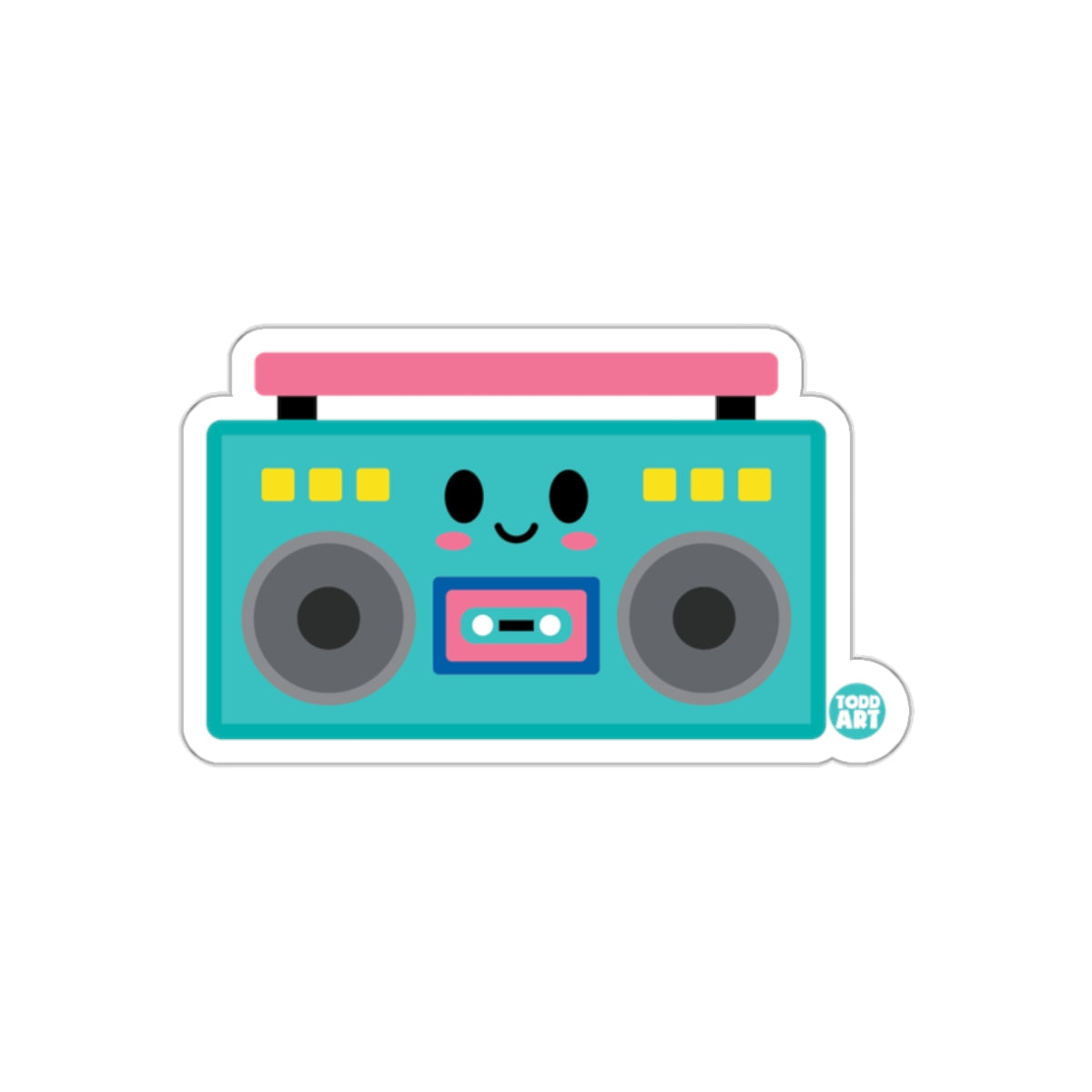 Cute Retro Boombox with Smile Graphic Sticker