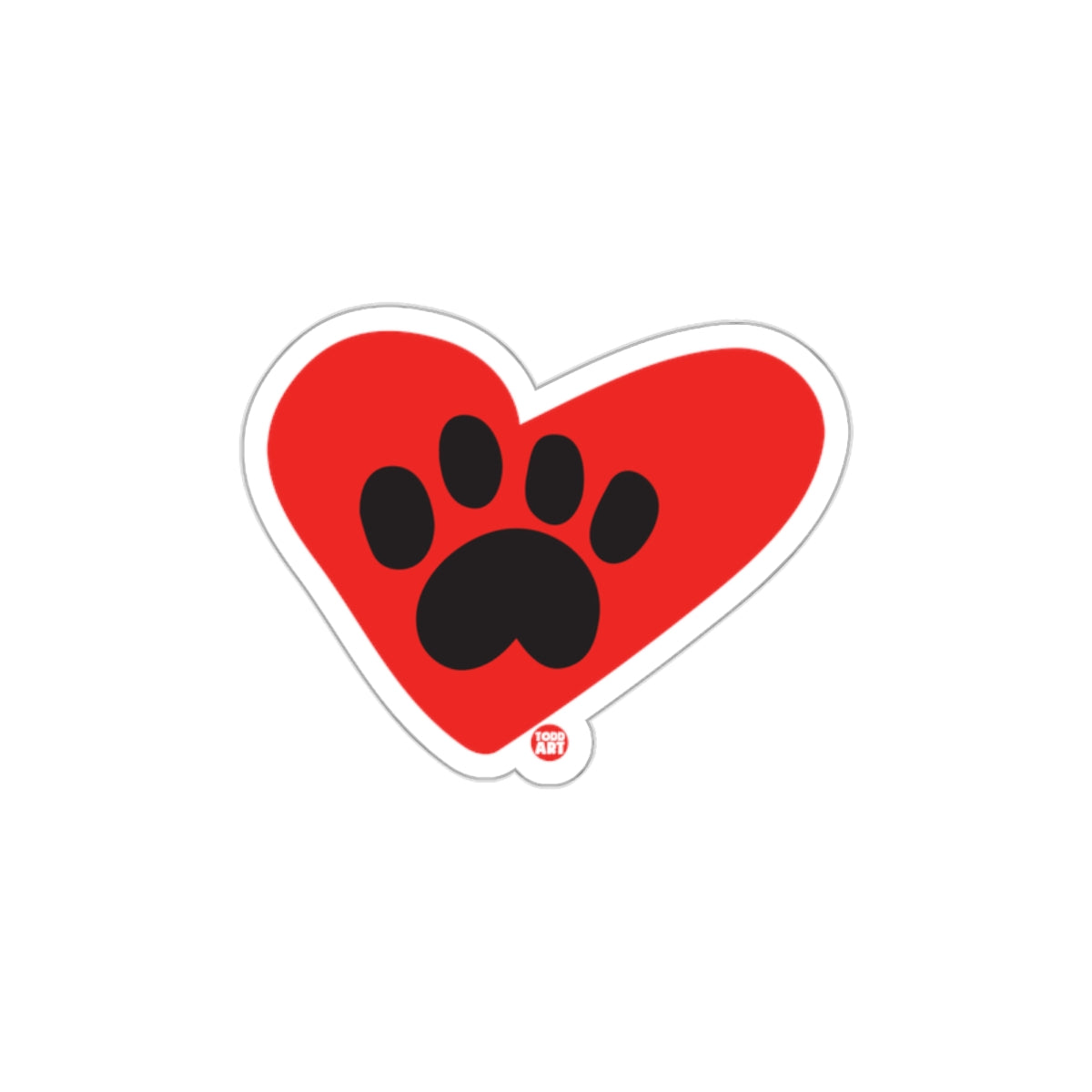 Heart Shape With Paw Print Design Sticker