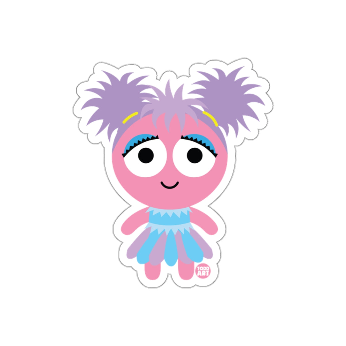 Cute Pink Cartoon Character Sticker Art Design