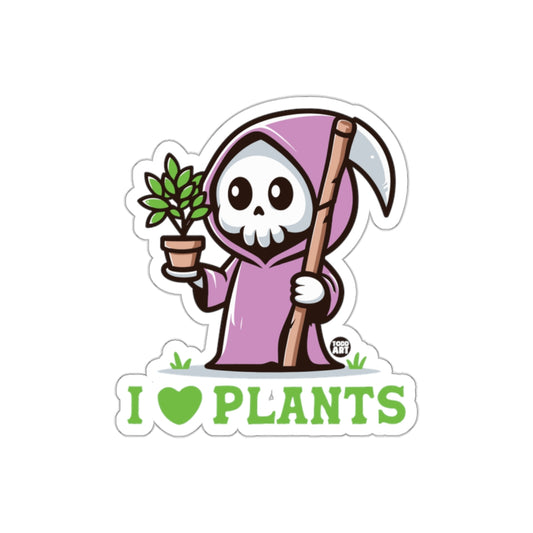 Cute Grim Reaper Holding Plant I Love Plants Design Stickers