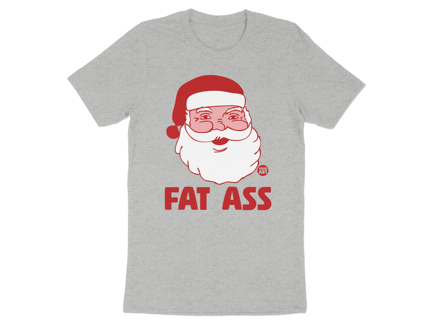 Graphic Santa Design Fat Ass Grey T-Shirt