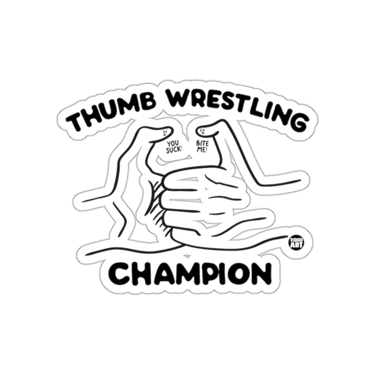 Funny Thumb Wrestling Champion Sticker by Todd Art