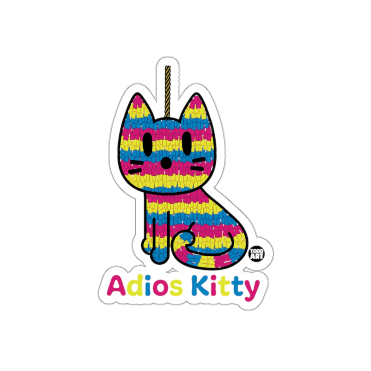 Adios Kitty Colorful Striped Pinata Cat Sticker