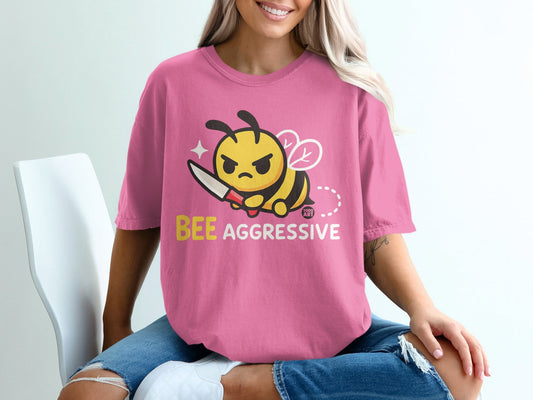 Pink Bee Aggressive Graphic Shirt with Angry Bee Design