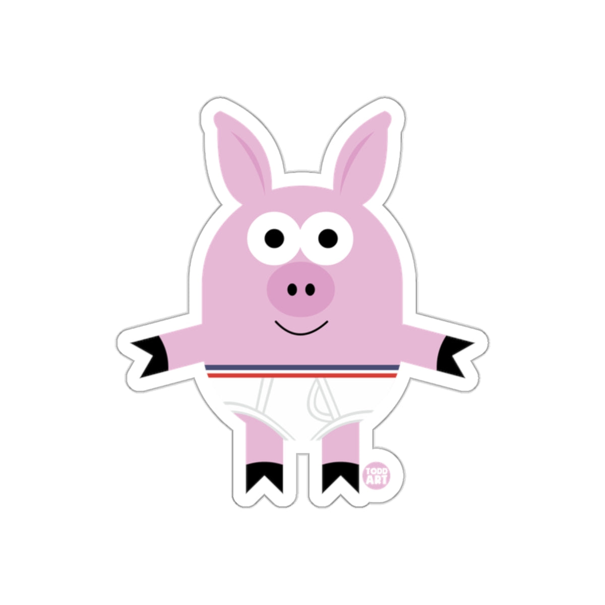Cute Pink Cartoon Pig with Big Eyes Sticker
