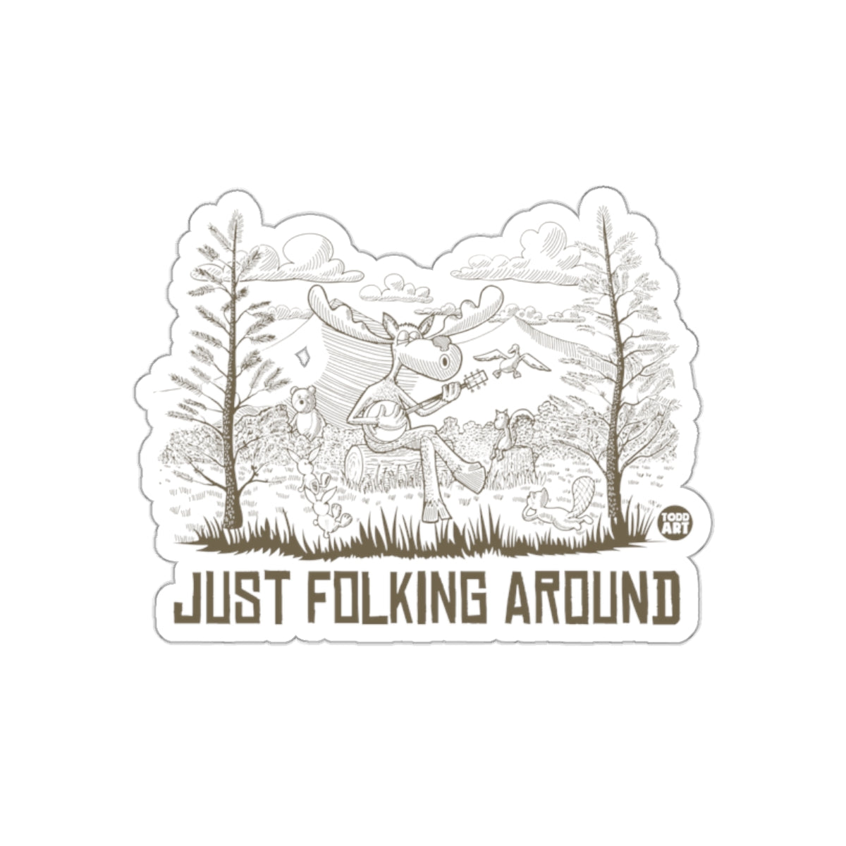 Just Folking Around illustrated fun sticker product