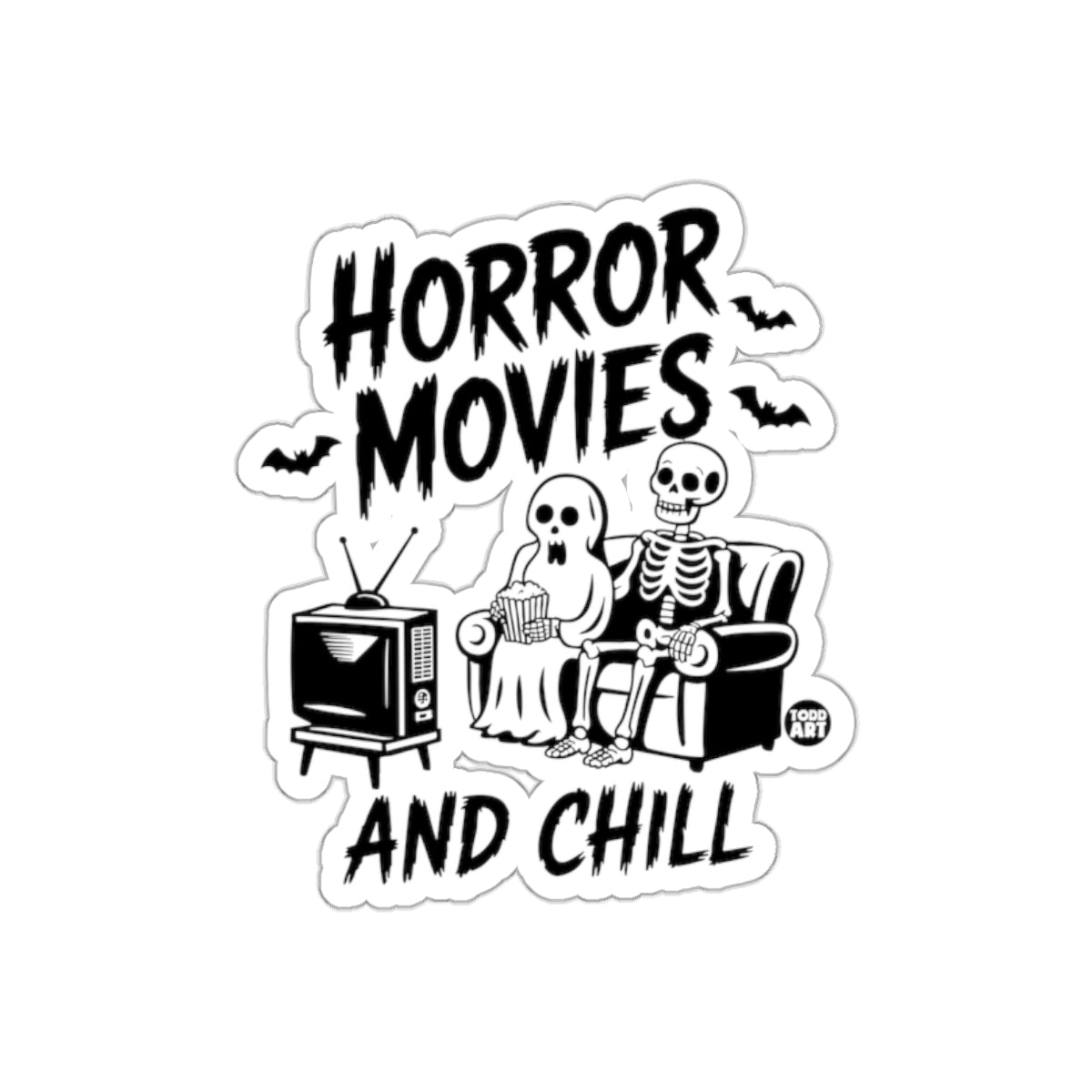 Horror Movies And Chill Ghost Skeleton Viewing sticker