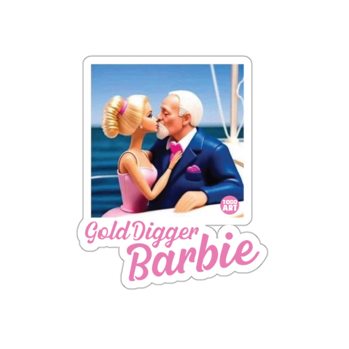 Gold Digger Barbie Todd Art Funny Doll Scene Stickers