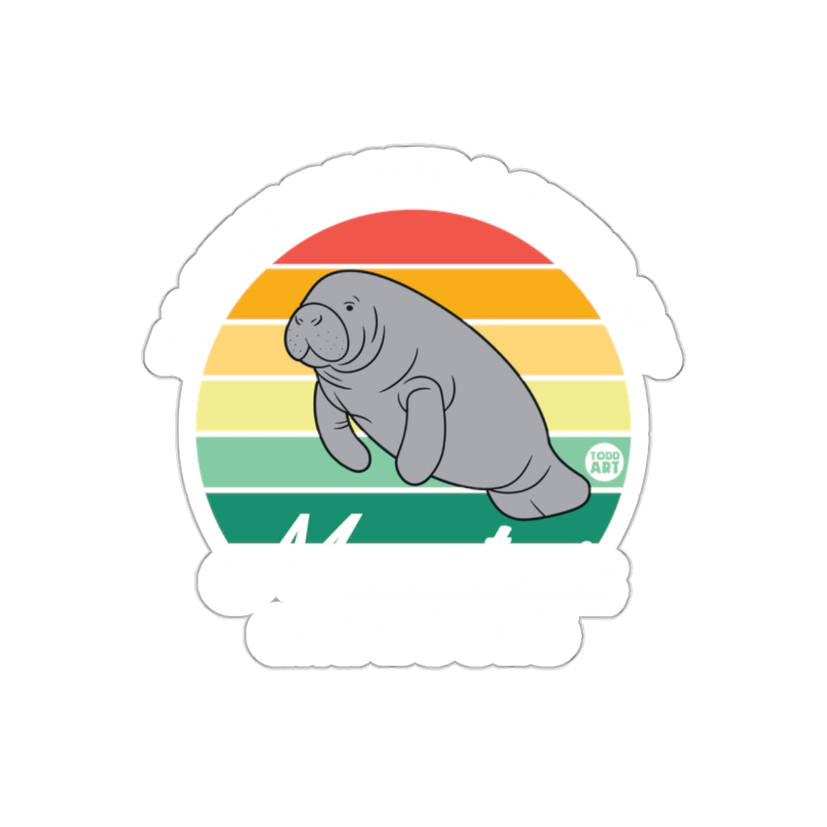 Cute Manatee with Retro Rainbow Design Sticker