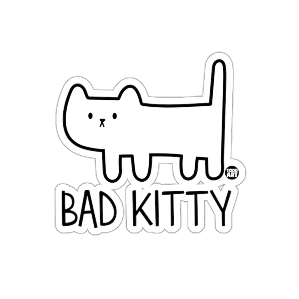 Minimalist Cat Design Underneath Bad Kitty Text Stickers