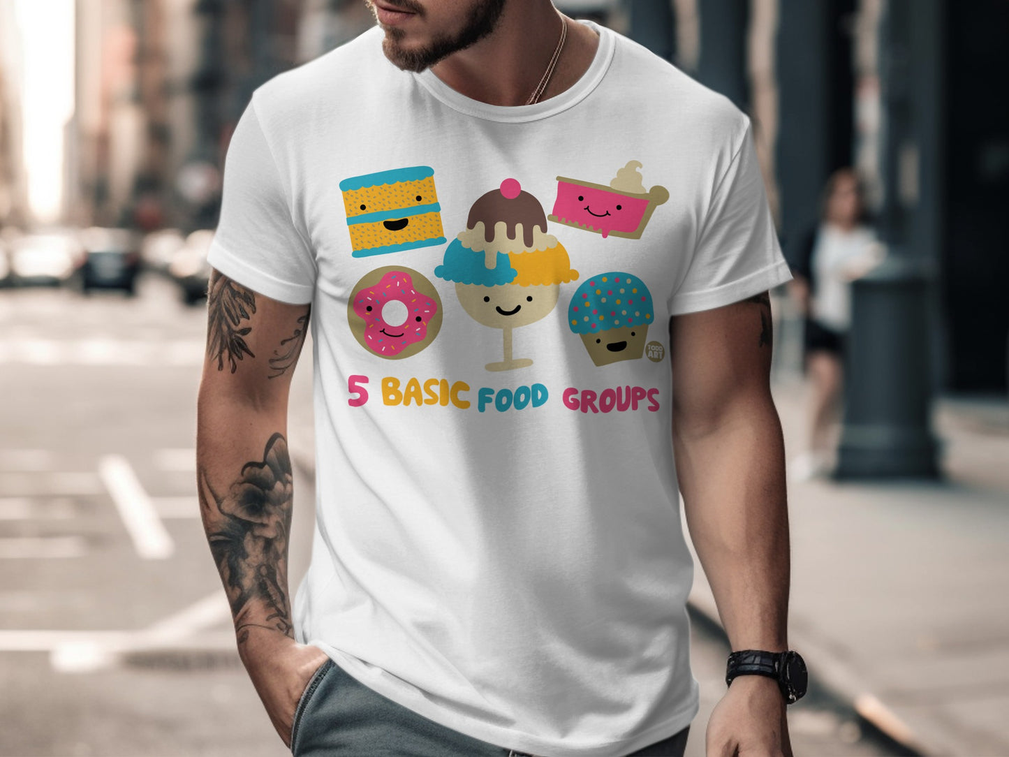 5 Basic Food Groups Cute Cartoon Characters T-Shirt