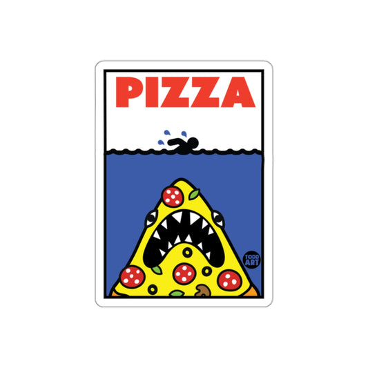 Pizza Underwater Shark Attack Funny Graphic Design Stickers