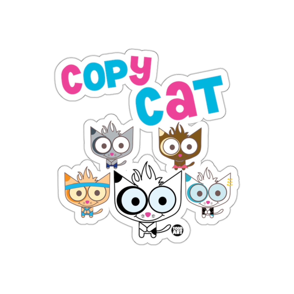 Copy Cat Cartoon Cats Group Decal Sticker