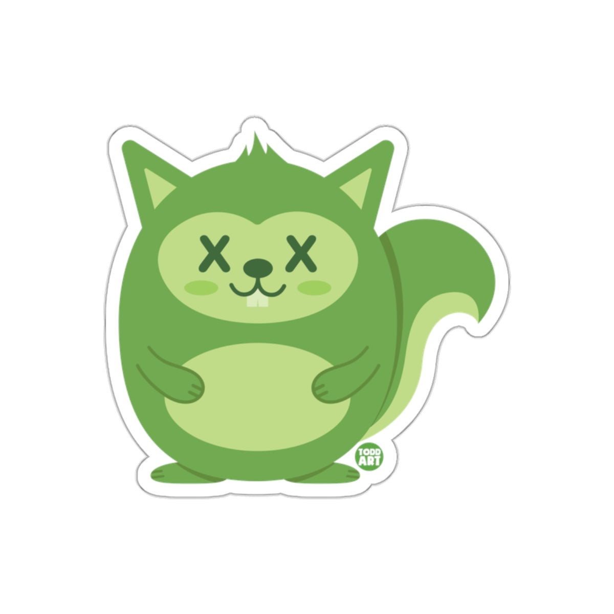 Cute Green Squirrel Cartoon Character Sticker