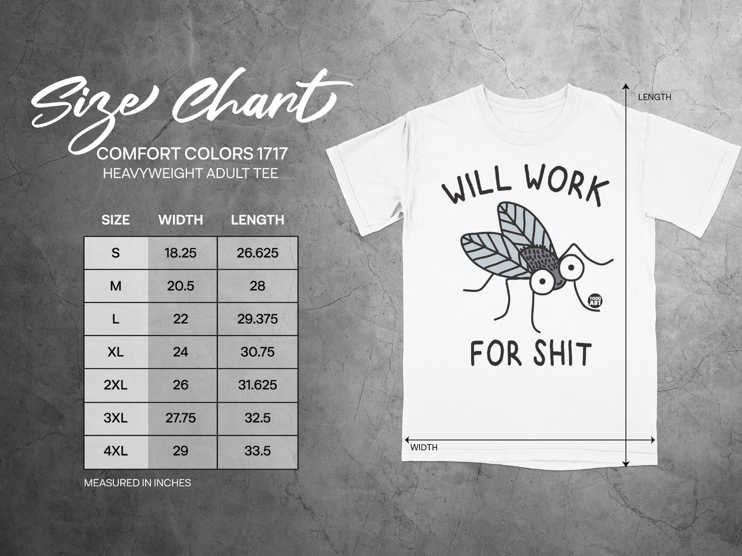 Will Work For Shit Heavyweight Adult Tee
