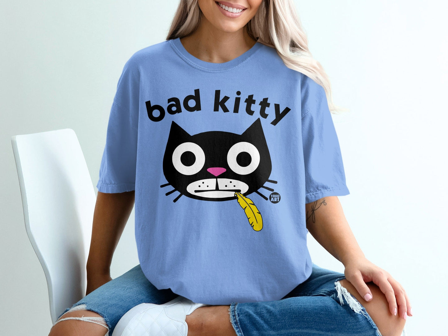 Cute Bad Kitty Graphic Tee for Cat Lovers