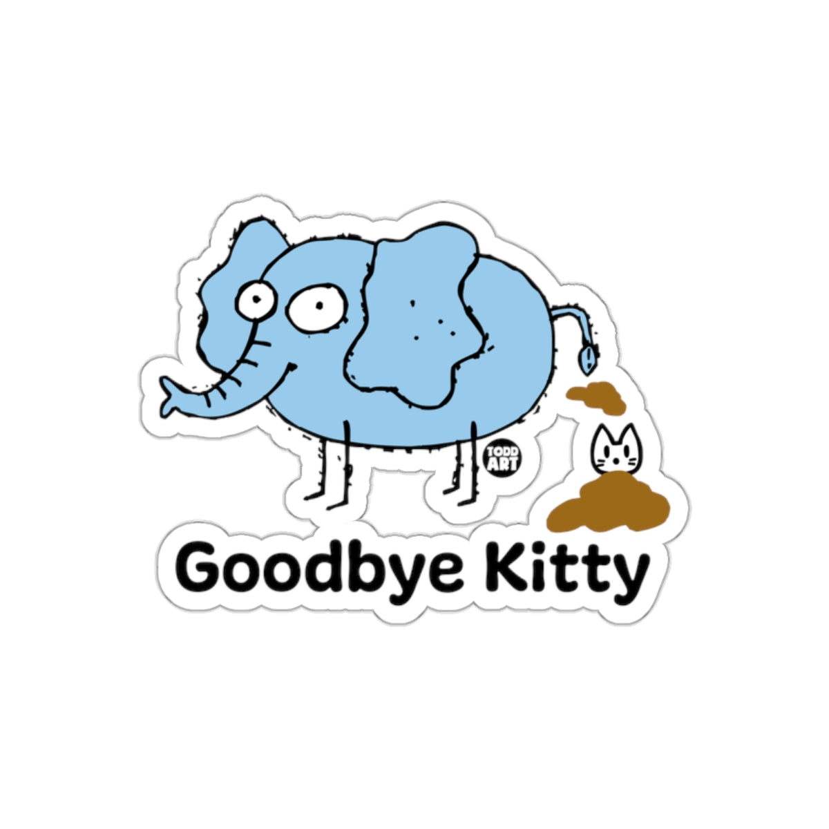 Goodbye Kitty Elephant Sticker with Funny Design