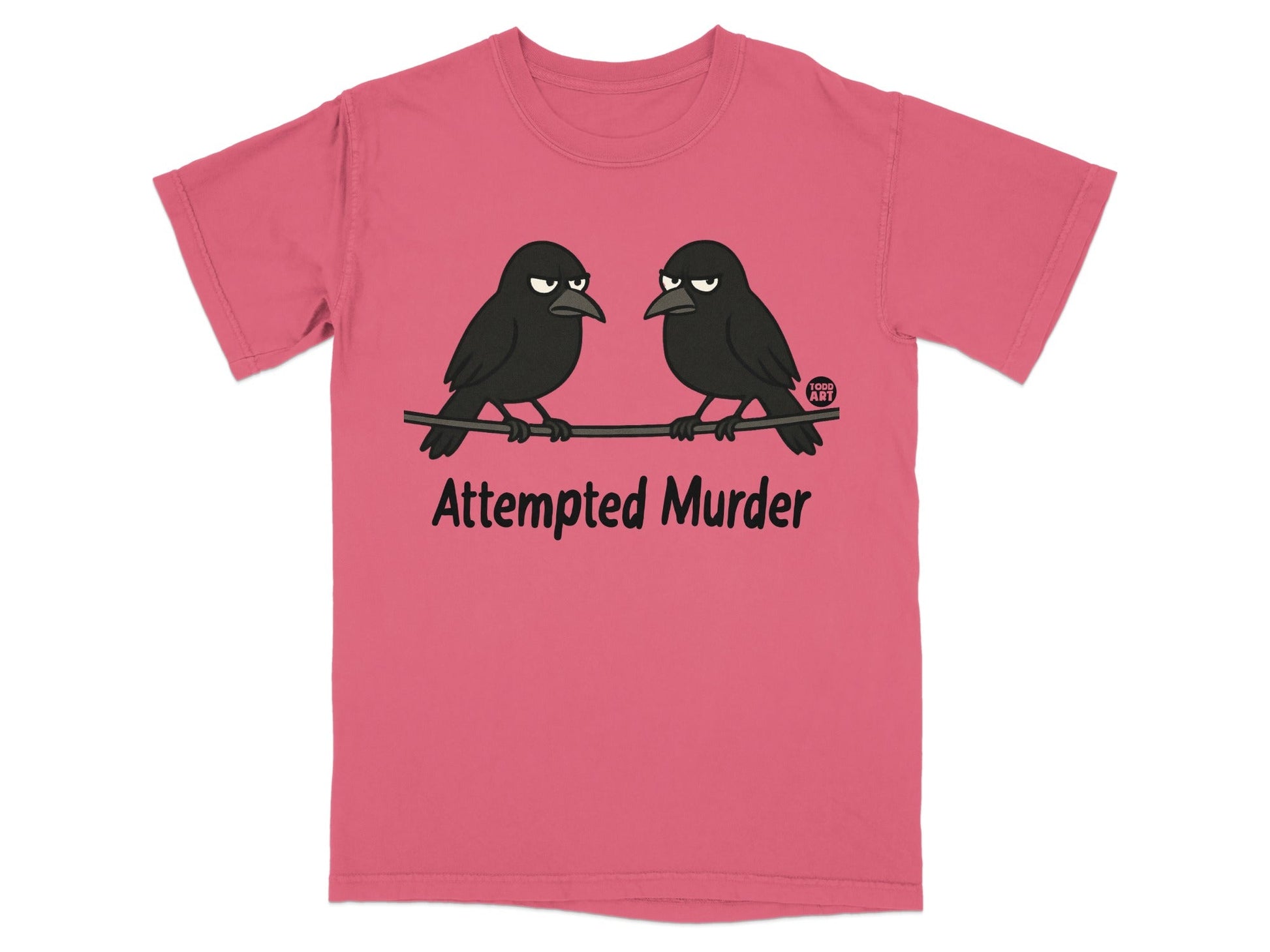 Humorous Attempted Murder Crow Graphic T-Shirt