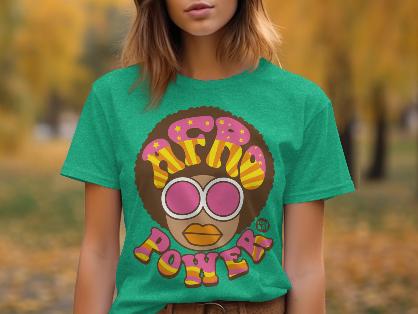 Vibrant Retro Style Afro Power Graphic Tee Shirt