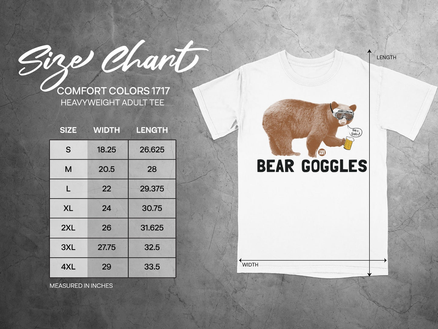 Bear Goggles Comfort Colors 1717 Heavyweight Adult Tee